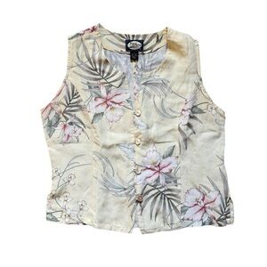 Vintage Tommy Bahama Shirt Womens Small Silk Linen Island Tank Tropical Beach